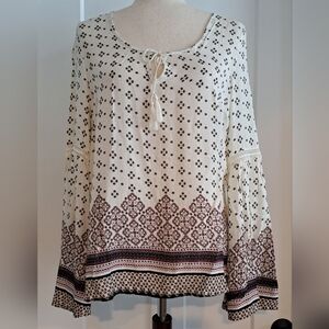 NWT AEROPOSTALE Bell Sleeve Boho Top (Cream/Black)